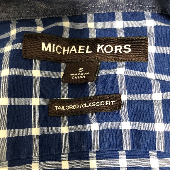Michael Kors blue plaid button down top Size S - Picture 3 of 5